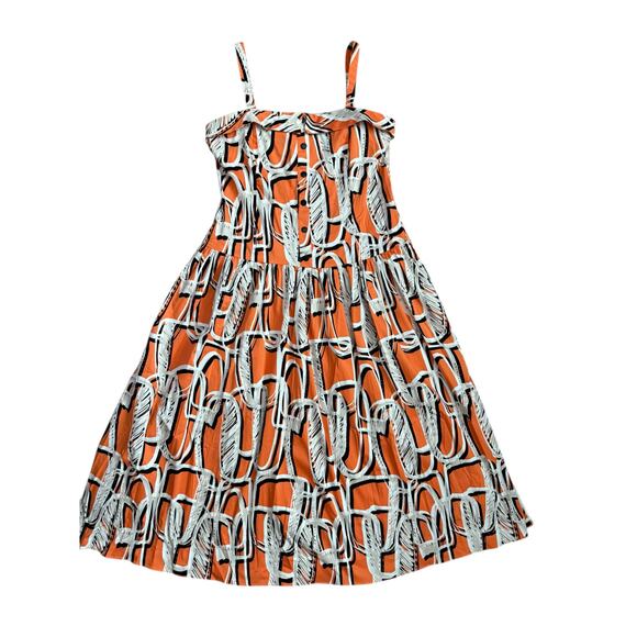 Karl Lagerfeld Paris Sleeveless Printed Square Neck Midi Dress Orange Size 12 - Picture 4 of 15